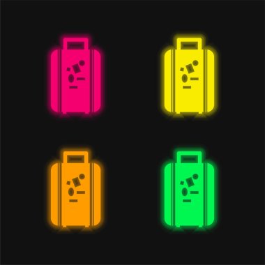 Seyahat için Torba Dört renk neon vektör simgesi
