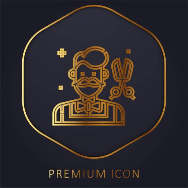 Barber golden line premium logo or icon clipart