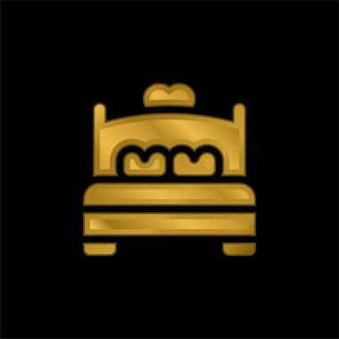 Yatak altın kaplamalı metalik simge veya logo vektörü