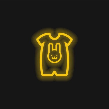Tavşan Kafalı Bebek Bezi Taslak sarı parlak neon ikonu