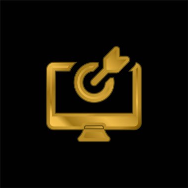 Ok altın kaplamalı metalik simge veya logo vektörü