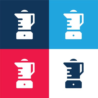 Blender mavi ve kırmızı dört renk minimal simge kümesi