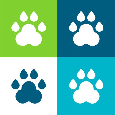 Animal Track Flat four color minimal icon set clipart