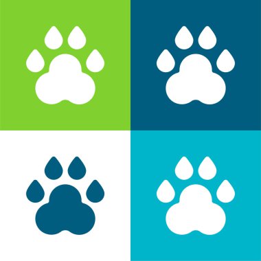 Animal Track Flat four color minimal icon set clipart