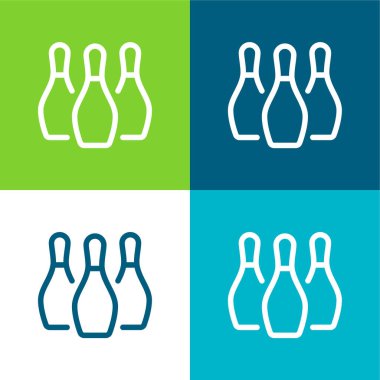 Bowling Lobutları Düz 4 renk en az simge kümesi