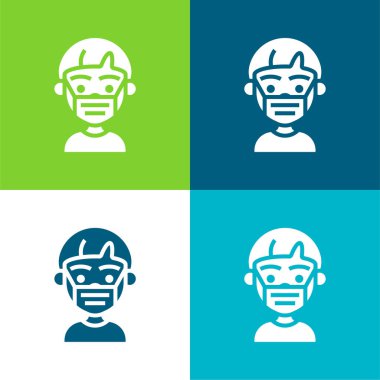 Oğlan Düz 4 renk en küçük simge seti