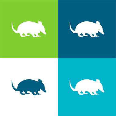 Karınca yiyici Şekli Düz Dört renk simgesi kümesi