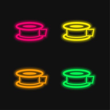 Yapışkan bant dört renkli parlak neon vektör simgesi