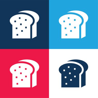 Ekmek mavisi ve kırmızı dört renk minimal simge kümesi