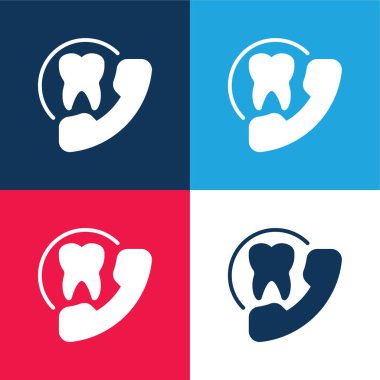 Appointment blue and red four color minimal icon set clipart