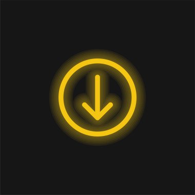 Ok Aşağı Sarı parlayan neon simgesi