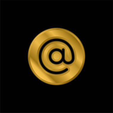 Arroba altın kaplama metalik simge veya logo vektörü