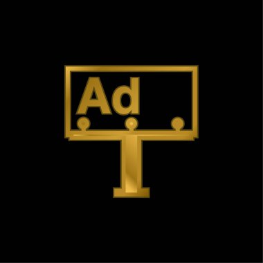 Billboard gold plated metalic icon or logo vector clipart