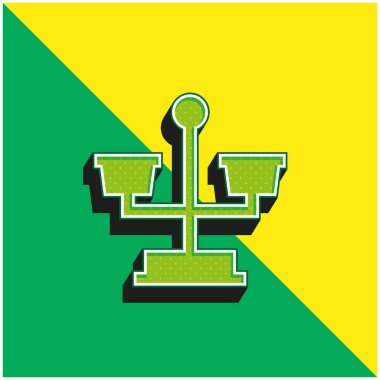 Denge Yeşil ve Sarı Modern 3D vektör simgesi logosu