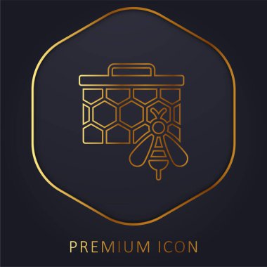 Arılar altın çizgi prim logosu veya simgesi