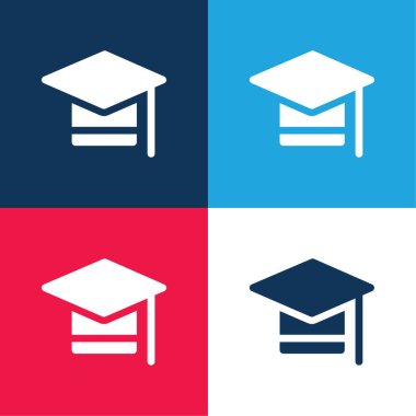 Bachelors Degree blue and red four color minimal icon set clipart