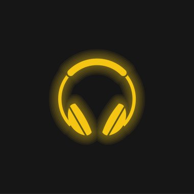 Büyük kulaklıklar sarı parlayan neon simgesi
