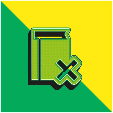 Çapraz Silme Sembolü Yeşil ve Sarı 3D vektör logosu ile Kitap