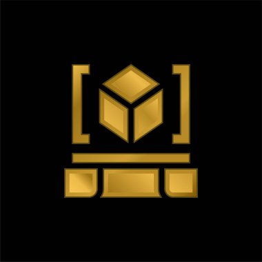 3d Tarayıcı altın kaplama metalik simge veya logo vektörü