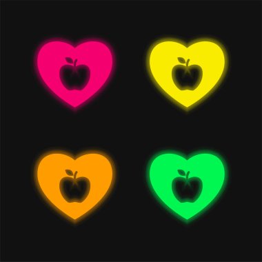 Apple Lover dört renkli parlak neon vektör simgesi