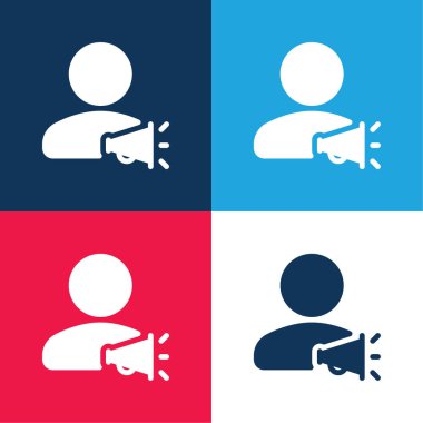 Sunucu mavi ve kırmızı dört renk minimal simge kümesi