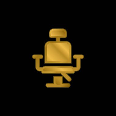 Berber Sandalyesi altın kaplama metalik simge veya logo vektörü