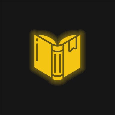 Kitap sarı parlak neon simgesi
