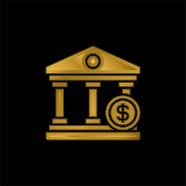 Banka altın kaplamalı metalik simge veya logo vektörü