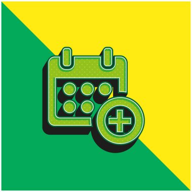 Add Calendar Symbol For Events Green and yellow modern 3d vector icon logo clipart