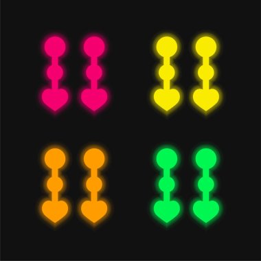 Bride Earings four color glowing neon vector icon clipart
