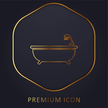Bath Tub With Shower golden line premium logo or icon clipart