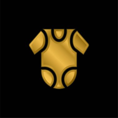 Bebek Giysileri Altın kaplama metalik simge veya logo vektörü