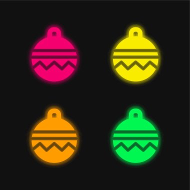Bauble dört renk parlayan neon vektör simgesi