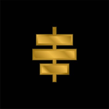 Ortadaki altın kaplama metalik simge veya logo vektörünü hizala