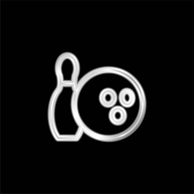 Bowling topu ve gümüş kaplama metalik simge