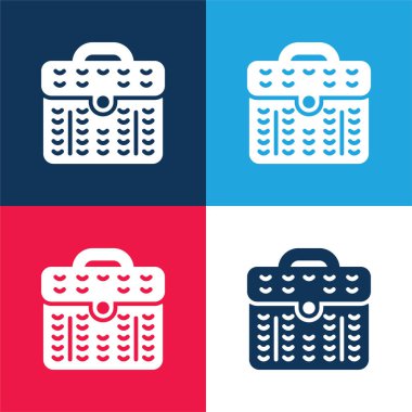 Sepet mavi ve kırmızı dört renk minimal simge kümesi