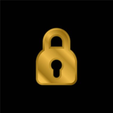 Siyah kilitli altın kaplama metalik simge veya logo vektörü