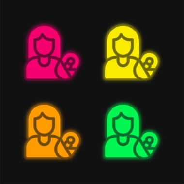 Adoptive Mother four color glowing neon vector icon clipart