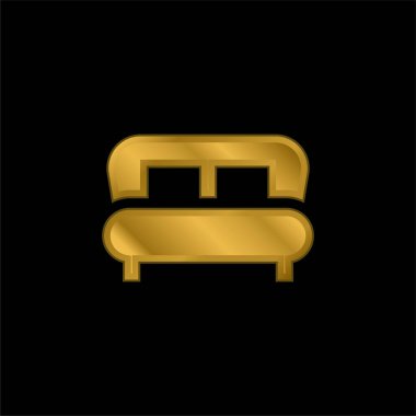 Yatak altın kaplamalı metalik simge veya logo vektörü