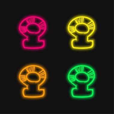 Bebek Çıngıraklı El Çizim Aracı 4 renkli neon vektör simgesi