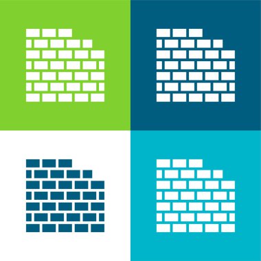Brick Wall Flat four color minimal icon set clipart