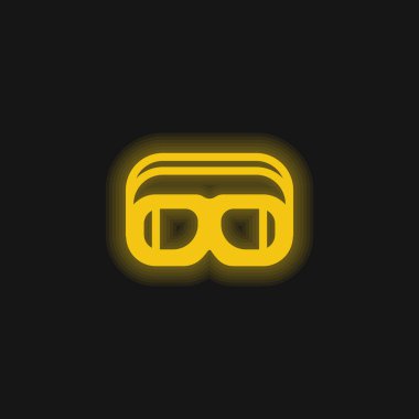 Aeroplane Pilot Glasses yellow glowing neon icon clipart