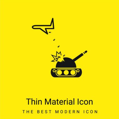Airplane Throwing Bombs On A War Tank minimal bright yellow material icon clipart