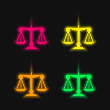Dört renk parlayan neon vektör simgesi dengesi