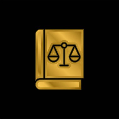 Kitap altın kaplamalı metalik simge veya logo vektörü