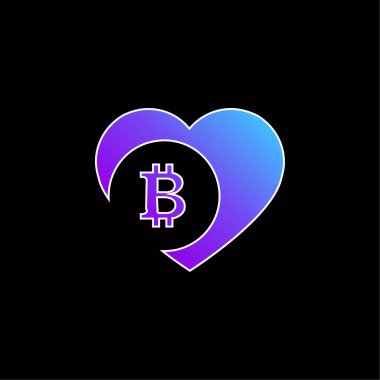 Bitcoin Love Heart mavi eğimli vektör simgesi