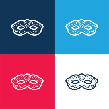 Artistic Carnival Mask To Cover Eyes blue and red four color minimal icon set clipart