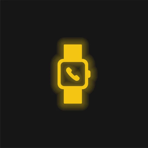 Apple Watch Жовтий Світиться Неонова Ікона — стоковий вектор
