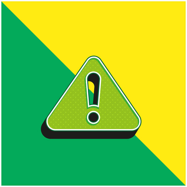 Alert Sign Green and yellow modern 3d vector icon logo