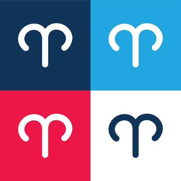 Aries Sign blue and red four color minimal icon set